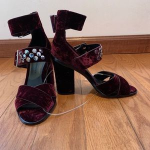 Rebecca Minkoff Burgundy Crushed Velvet Heels
